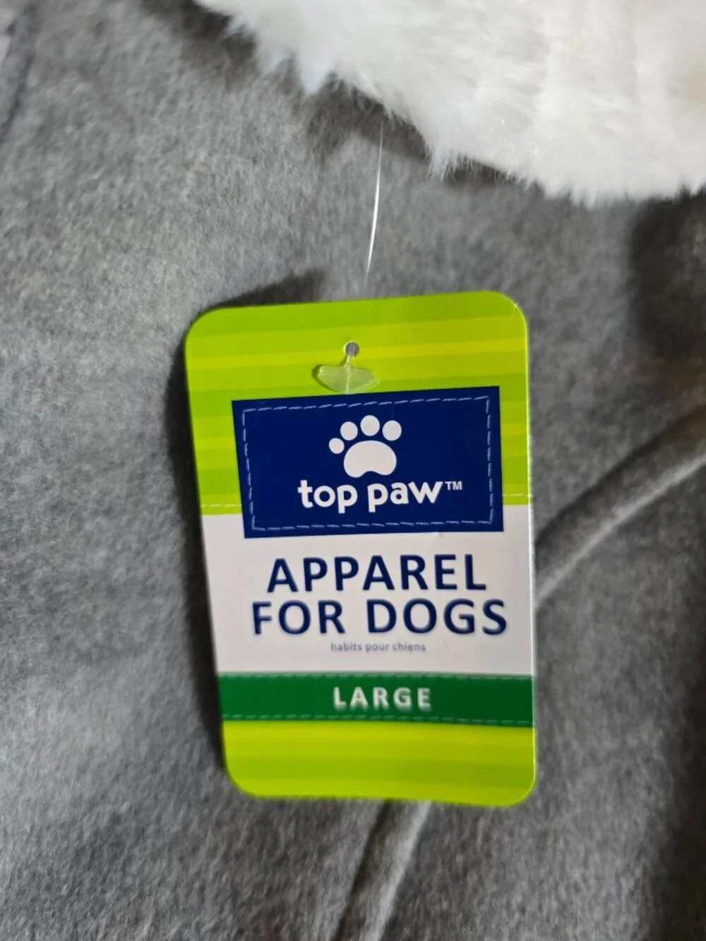 Top Paw Large Dog Dress Gray Fleece Faux Fur Winter Holiday Outfit NWT